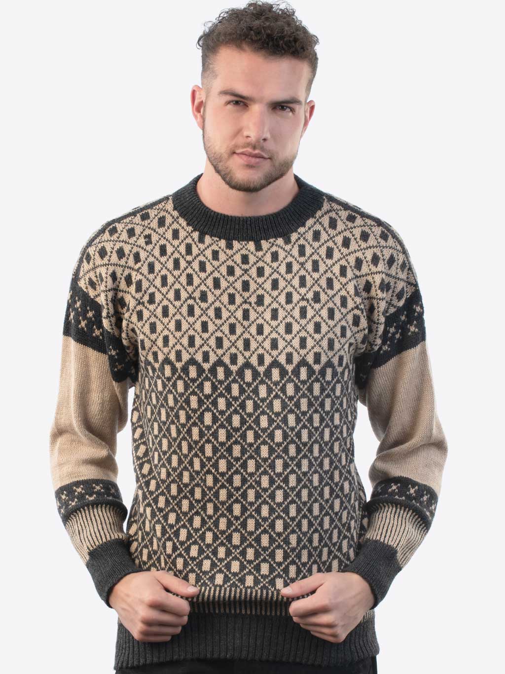 Crewneck Alpaca Sweater for Men "Himalaya" Inti Alpaca Alpaca