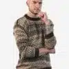 INTI0218 Men's Crewneck Fair Isle Alpaca Sweater in brown tones 