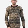 INTI0218 Men's Crewneck Fair Isle Alpaca Sweater in brown tones 