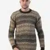 INTI0218 Men's Crewneck Fair Isle Alpaca Sweater in brown tones 