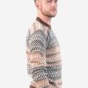 INTI0219 Intialpaca Men's Crewneck Fair Isle Alpaca Sweater in Beige Tones