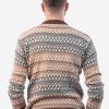INTI0219 Intialpaca Men's Crewneck Fair Isle Alpaca Sweater in Beige Tones