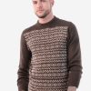 INTI0220 Intialpaca Andean Brown Alpaca Sweater with Long Sleeves for Men Pioneer