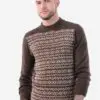 INTI0220 Intialpaca Andean Brown Alpaca Sweater with Long Sleeves for Men Pioneer