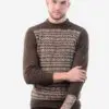 INTI0220 Intialpaca Andean Brown Alpaca Sweater with Long Sleeves for Men Pioneer
