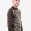 INTI0220 Intialpaca Andean Brown Alpaca Sweater with Long Sleeves for Men Pioneer