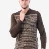 INTI0220 Intialpaca Andean Brown Alpaca Sweater with Long Sleeves for Men Pioneer