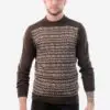 INTI0220 Intialpaca Andean Brown Alpaca Sweater with Long Sleeves for Men Pioneer