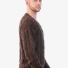 INTI ALPACA Mens Irish Fisherman Aran Sweater in Brown Alpaca Wool