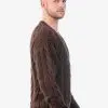 INTI ALPACA Mens Irish Fisherman Aran Sweater in Brown Alpaca Wool