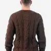 INTI ALPACA Mens Irish Fisherman Aran Sweater in Brown Alpaca Wool