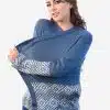 INTI0232 INTI ALPACA Open Front Cardigan in Soft Blue Alpaca Wool - Casual Sweater for Women