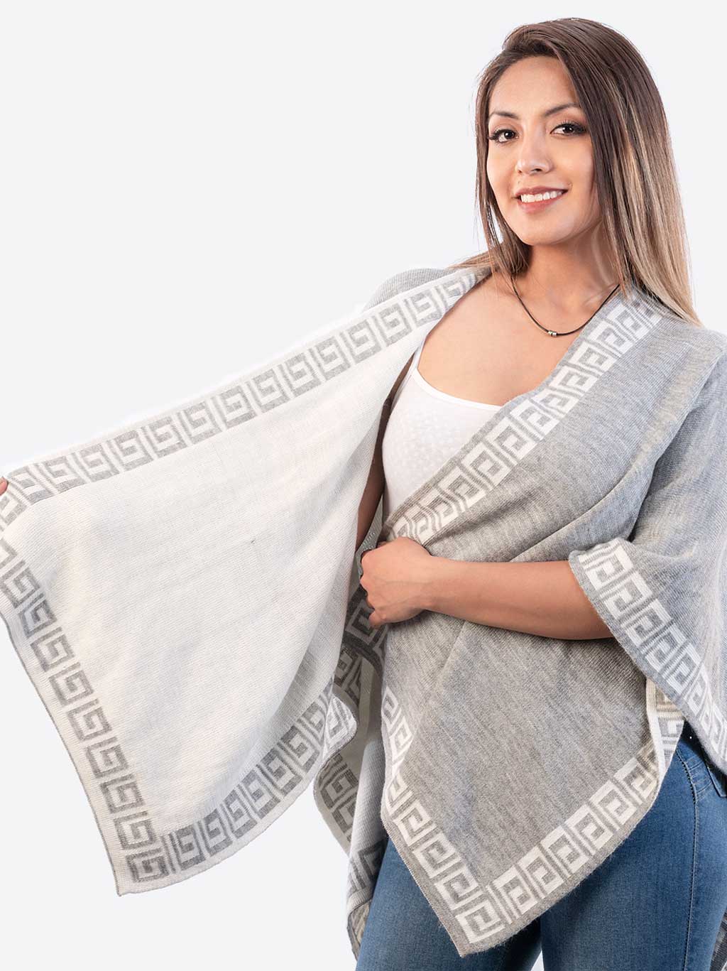 INTI0246 REVERSIBLE SHAWL RUANA FOR WOMEN YUKON