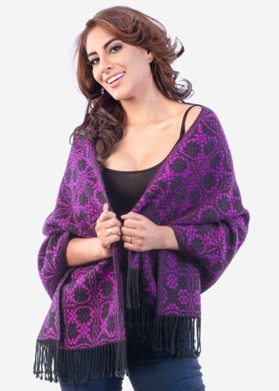 INTI0247 PERUVIAN VIOLET ALPACA SHAWL FOR WOMEN