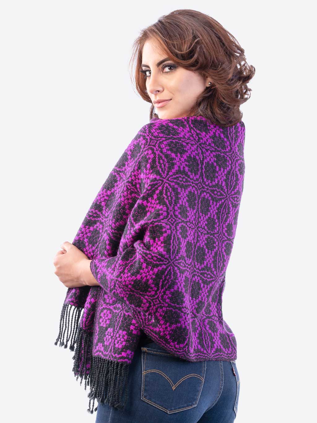 INTI0247 PERUVIAN VIOLET ALPACA SHAWL FOR WOMEN