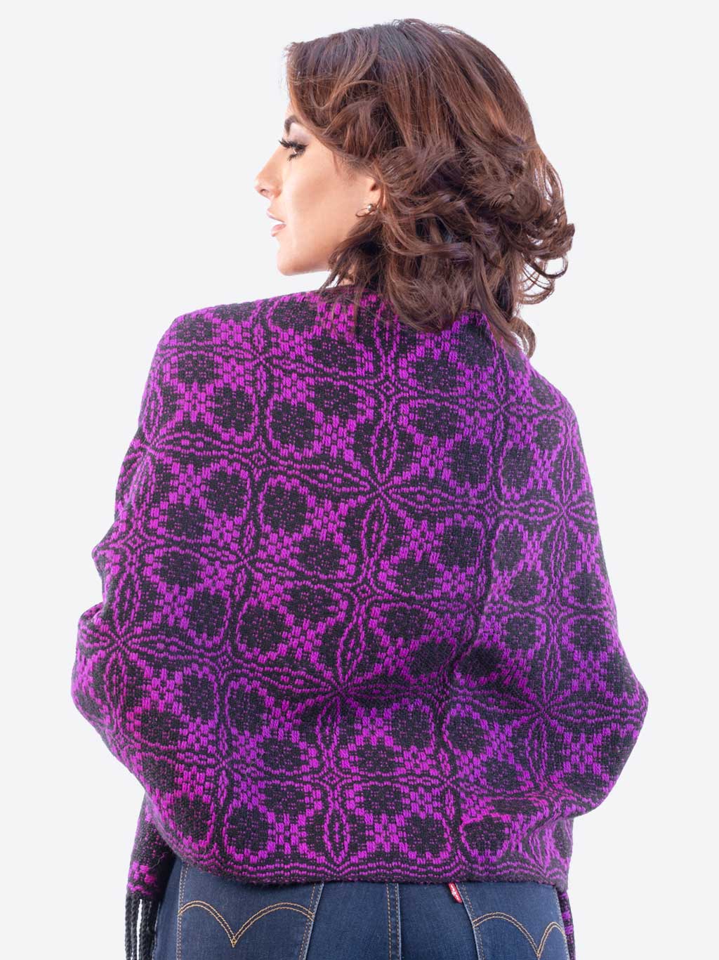 INTI0247 PERUVIAN VIOLET ALPACA SHAWL FOR WOMEN