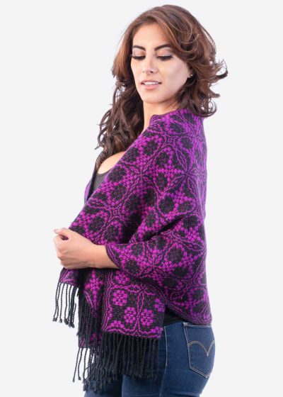 INTI0247 PERUVIAN VIOLET ALPACA SHAWL FOR WOMEN
