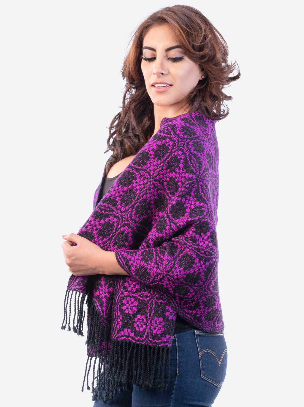 INTI0247 PERUVIAN VIOLET ALPACA SHAWL FOR WOMEN