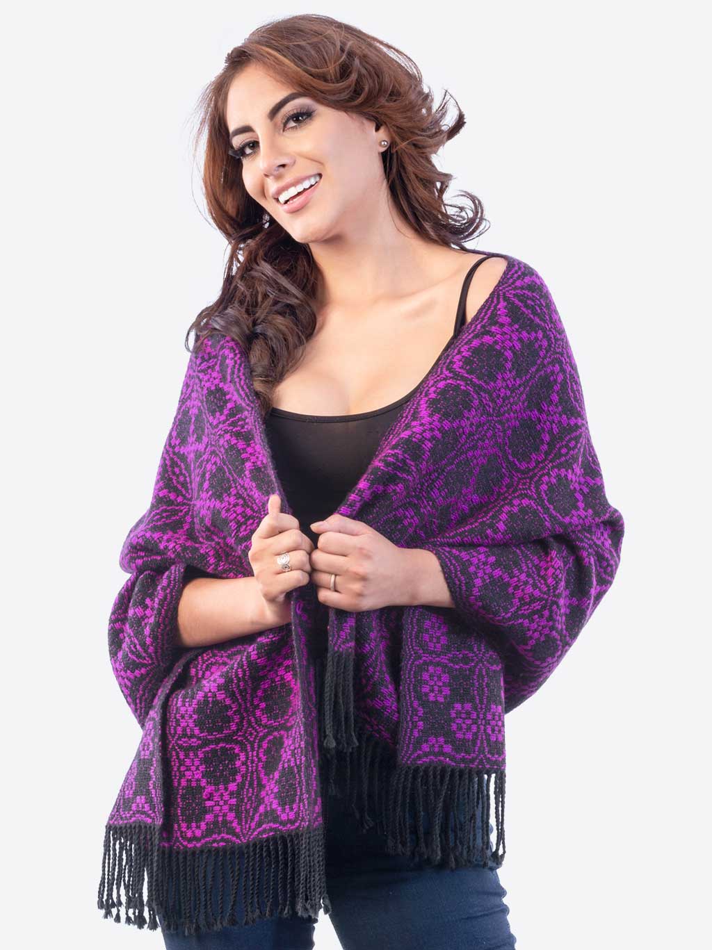 INTI0247 PERUVIAN VIOLET ALPACA SHAWL FOR WOMEN