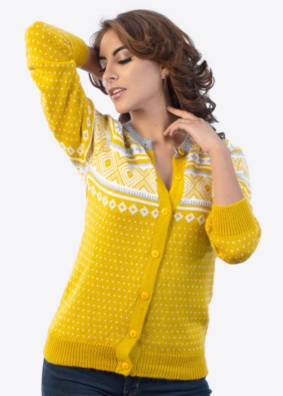 INTI250 Intialpaca Alpaca Cardigan for Women in Color Yellow