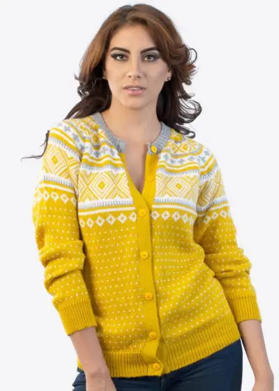 INTI250 Intialpaca Alpaca Cardigan for Women in Color Yellow