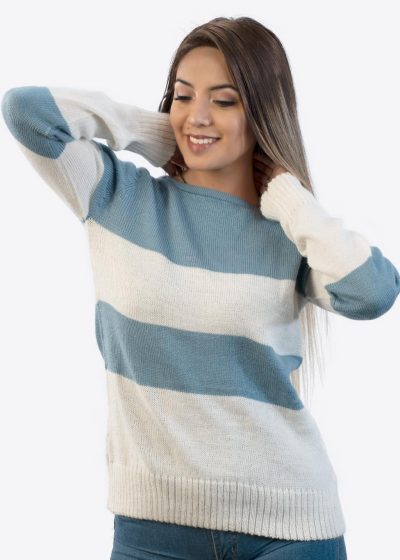 INTI0253 Intialpaca Womens Alpaca Sweater in Light Blue and White wool