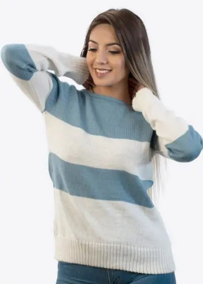 INTI0253 Intialpaca Womens Alpaca Sweater in Light Blue and White wool