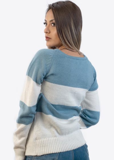 INTI0253 Intialpaca Womens Alpaca Sweater in Light Blue and White wool