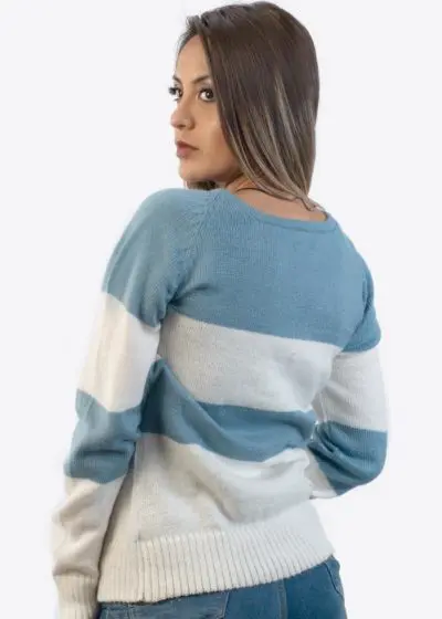 INTI0253 Intialpaca Womens Alpaca Sweater in Light Blue and White wool
