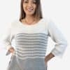 INTI0256 Intialpaca Women's Striped Handwoven White and Gray Alpaca Sweater