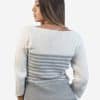 INTI0256 Intialpaca Women's Striped Handwoven White and Gray Alpaca Sweater