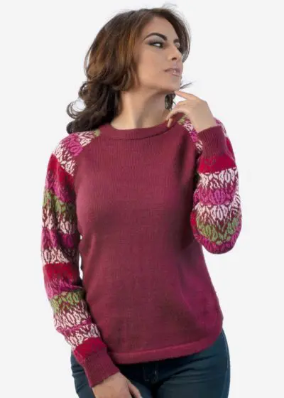 Soft Alpaca Sweater in Burgundy "Osaka" INTI257 Intialpaca
