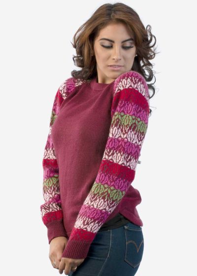 Soft Alpaca Sweater in Burgundy "Osaka" INTI257 Intialpaca
