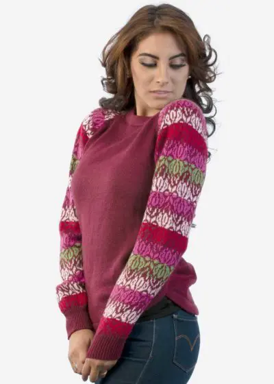 Soft Alpaca Sweater in Burgundy "Osaka" INTI257 Intialpaca