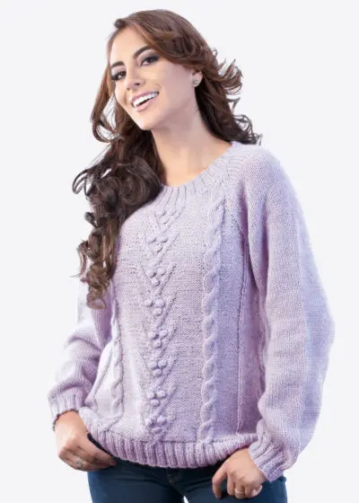 INTI0287 INTIALPACA WOMENS PERUVIAN HANDWOVEN VIOLET ALPACA SWEATER LONDON