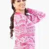 INTI0300 INTI ALPACA Women's Pink Cardigan Knitted in Soft Alpaca Wool with White Pattern - Fashion Winter Sweater - Fair Isle Jumper crafted - Made in Peru