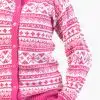 INTI0300 INTI ALPACA Women's Pink Cardigan Knitted in Soft Alpaca Wool with White Pattern - Fashion Winter Sweater - Fair Isle Jumper crafted - Made in Peru