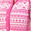 INTI0300 INTI ALPACA Women's Pink Cardigan Knitted in Soft Alpaca Wool with White Pattern - Fashion Winter Sweater - Fair Isle Jumper crafted - Made in Peru