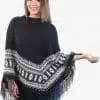 INTI0302 INTI ALPACA Black Women Alpaca Poncho for Winter and Christmas Season