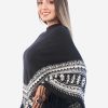 INTI0302 INTI ALPACA Black Women Alpaca Poncho for Winter and Christmas Season