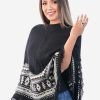 INTI0302 INTI ALPACA Black Women Alpaca Poncho for Winter and Christmas Season