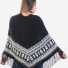 INTI0302 INTI ALPACA Black Women Alpaca Poncho for Winter and Christmas Season