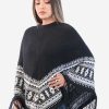 INTI0302 INTI ALPACA Black Women Alpaca Poncho for Winter and Christmas Season