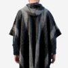 INTI0303 Intialpaca Hodded Black Soft Alpaca Poncho for Men with Striped Design Ayar