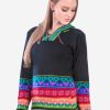 INTI0305 INTI ALPACA HODDIE BLACK ALPACA SWEATER FOR WOMEN
