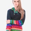 INTI0305 INTI ALPACA HODDIE BLACK ALPACA SWEATER FOR WOMEN