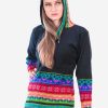 INTI0305 INTI ALPACA HODDIE BLACK ALPACA SWEATER FOR WOMEN
