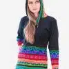 INTI0305 INTI ALPACA HODDIE BLACK ALPACA SWEATER FOR WOMEN
