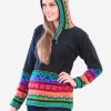 INTI0305 INTI ALPACA HODDIE BLACK ALPACA SWEATER FOR WOMEN