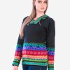 INTI0305 INTI ALPACA HODDIE BLACK ALPACA SWEATER FOR WOMEN